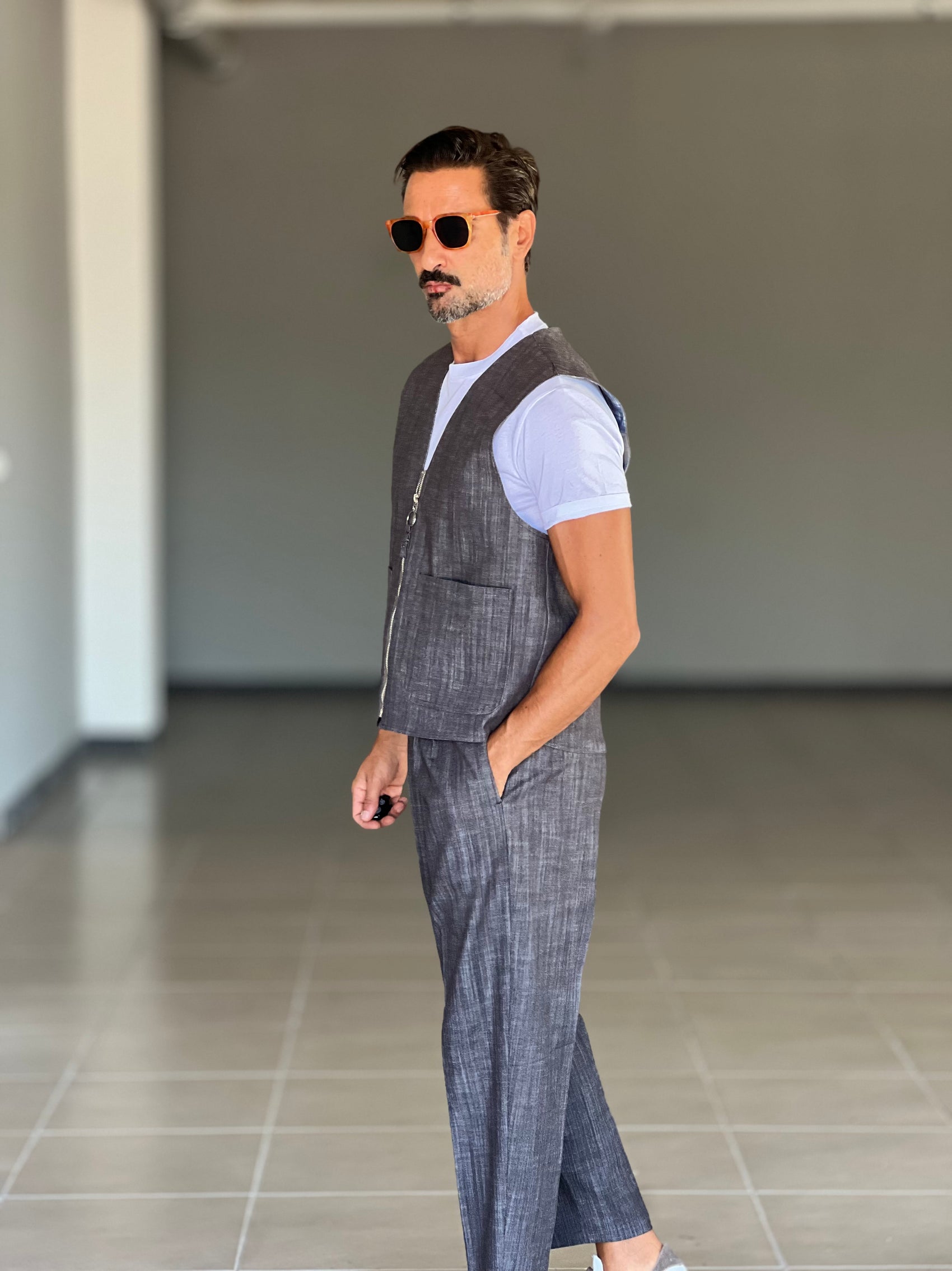 GILET  MORO  FIAMMATO ZIP STONDATO PETRO'