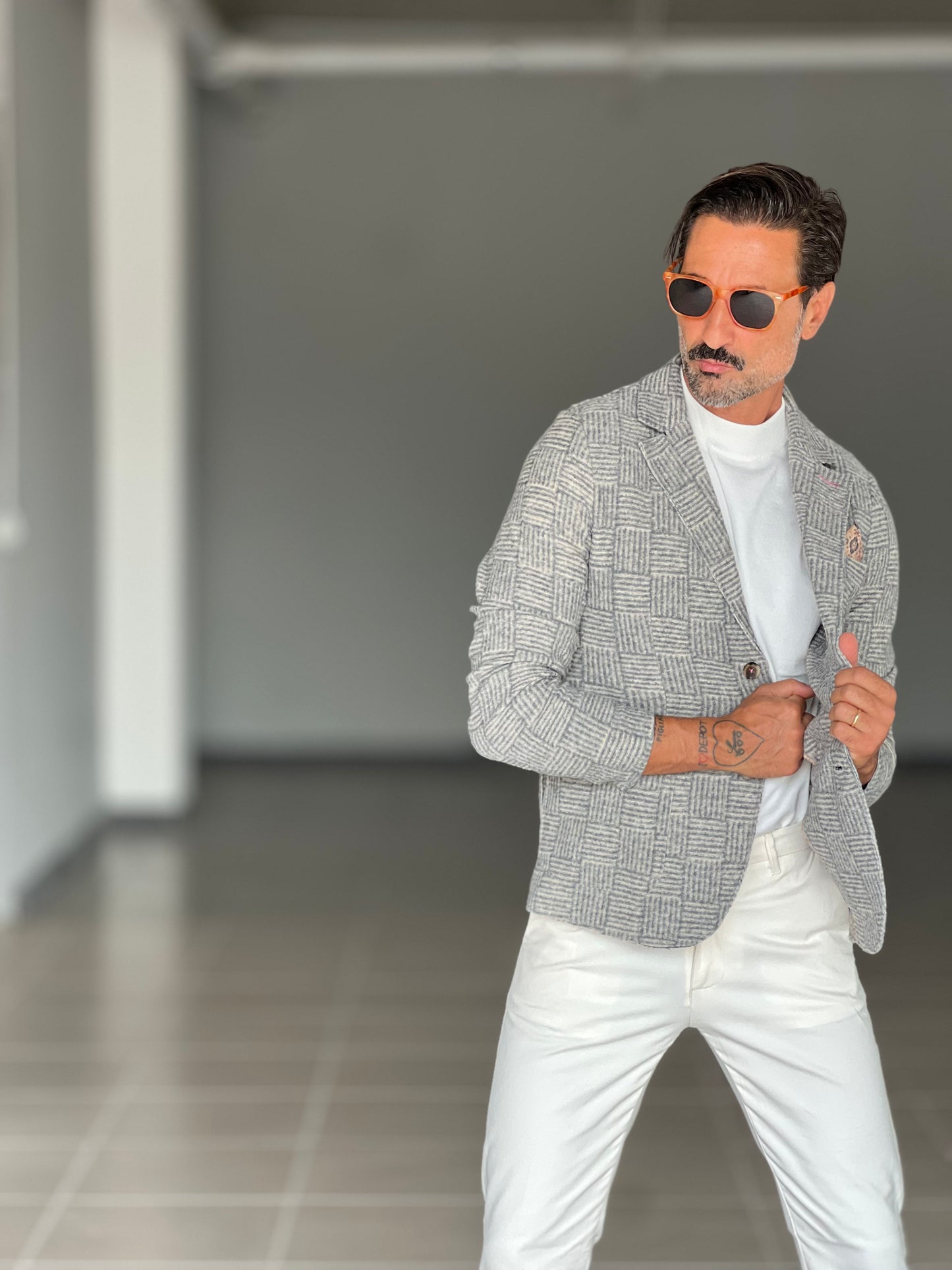 GIACCA KOON GALLES GRIGIO E BEIGE