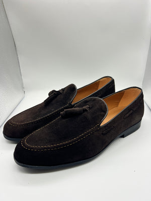 DOUBLE BUCKLE BLACK SUEDE LOAFERS