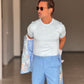 WHITE VISCOSE TROUSERS WITH REGULAR BOTTOM