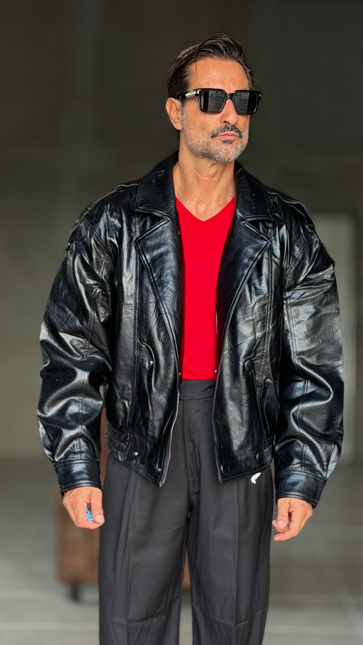 GIUBBINO NERO ECOPELLE  DOPPIOPETTO CROP