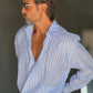 CAMICIA GESSATA CELESTE KIMONO COTONE