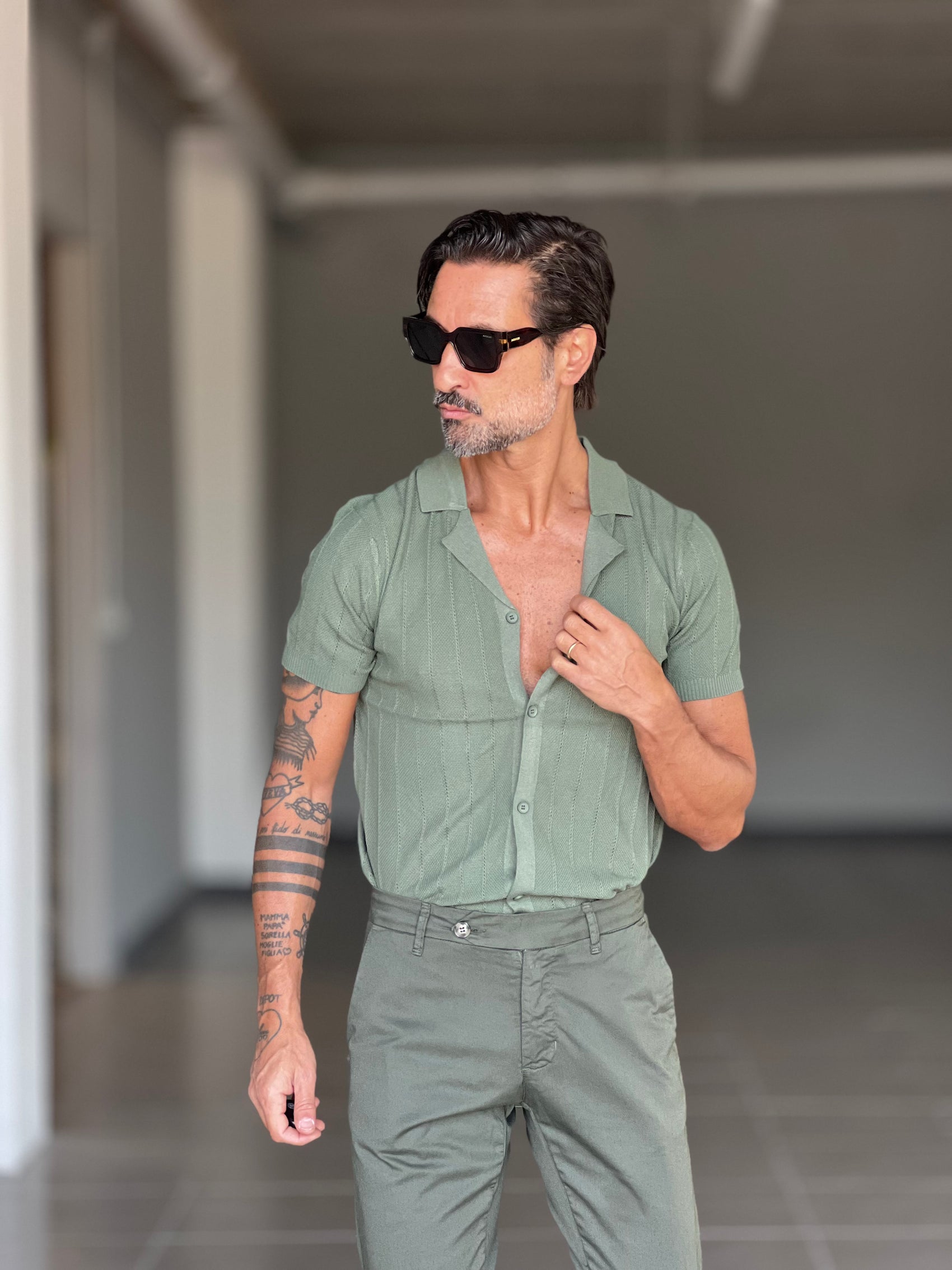 BLUE THREAD COTTON CREW NECK SWEATER