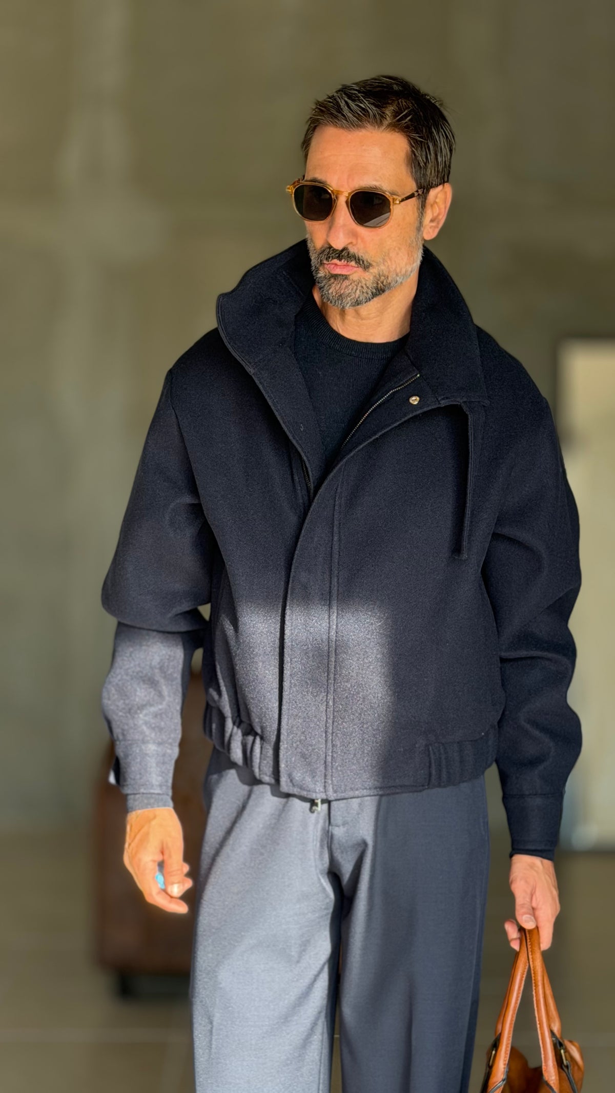GIUBBINO BLU   PANNO COLLO SCIARPA CROP 1062