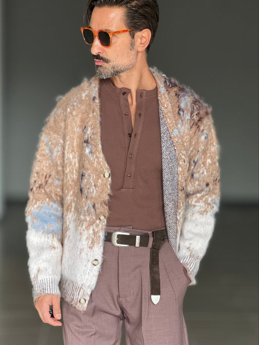 BEIGE COTTON OPEN CARDIGAN