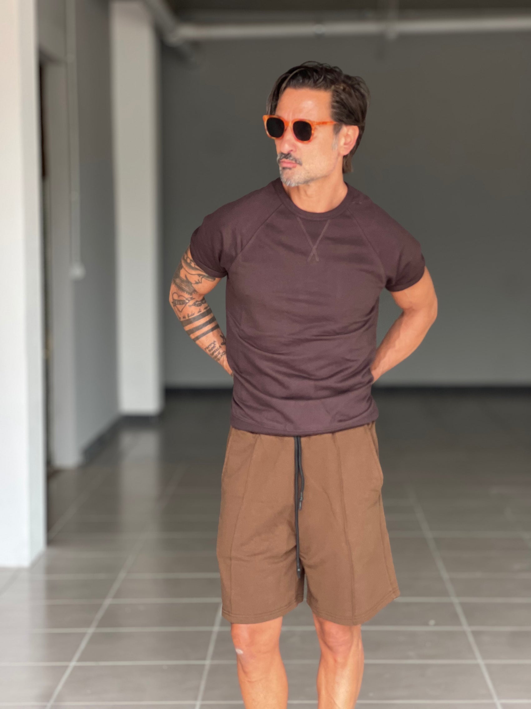 MAGLIA FELPA MORO  MEZZA MANICA
