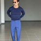 MAGLIA  GIRO BLU  FILO COTONE RASATO