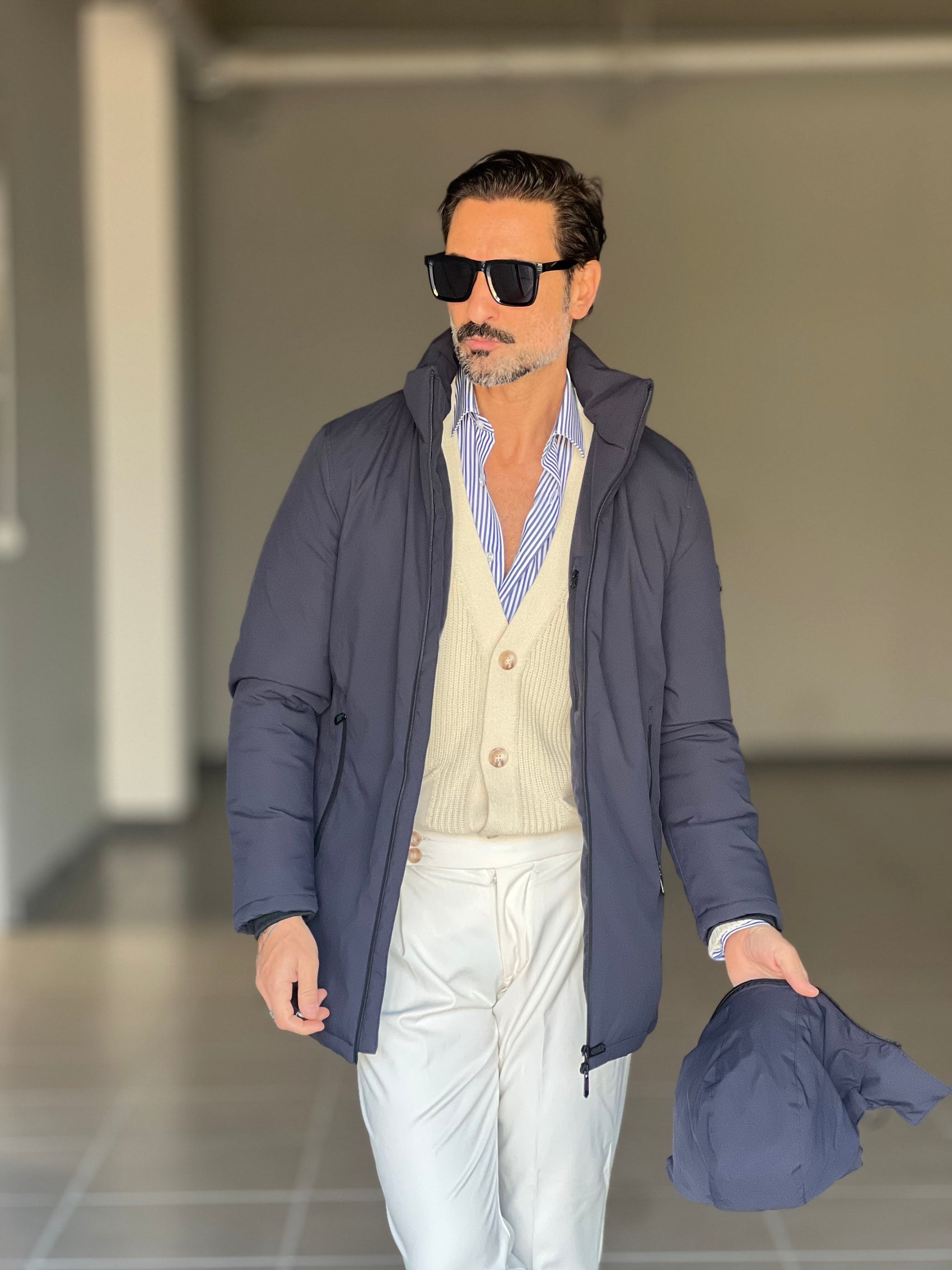 PARKA HAPPER  BLU TESSUTO TECNICO ZIP TERMOSALDATE