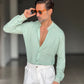 CAMICIA KOON VERDE ACQUA LINO E COTONE LAVORAZIONE TRAMATA 0046