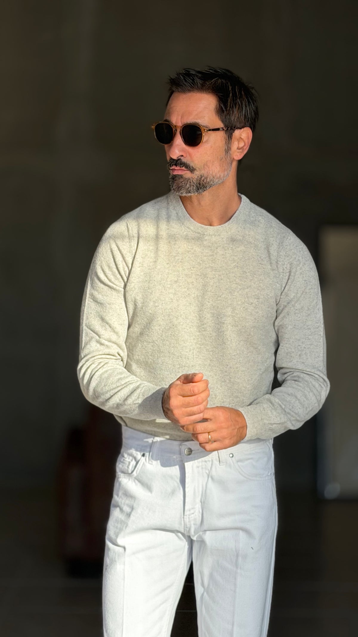 PULLOVER GRIGIO CHIARO LANA CASHMERE 3% E MISTI