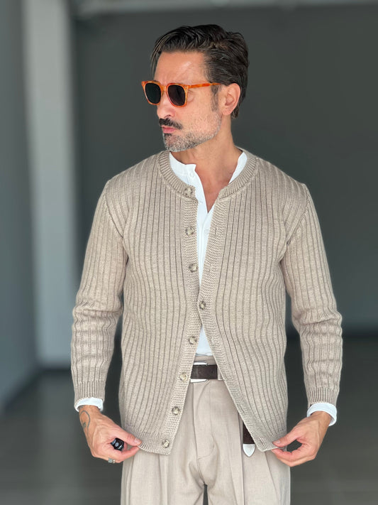 BLUE THREAD COTTON CREW NECK SWEATER