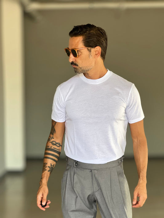 T SHIRT BIANCA COTONE FILO DI SCOZIA