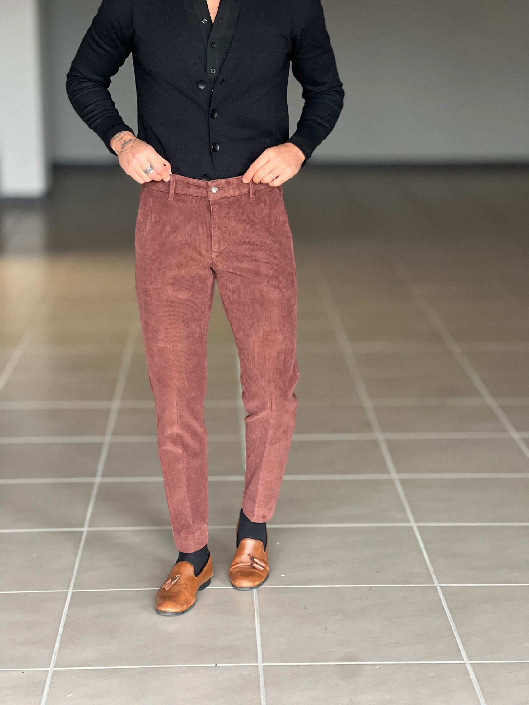 PANTALONE VELLUTO BRUCIATO GAMBA DRITTA