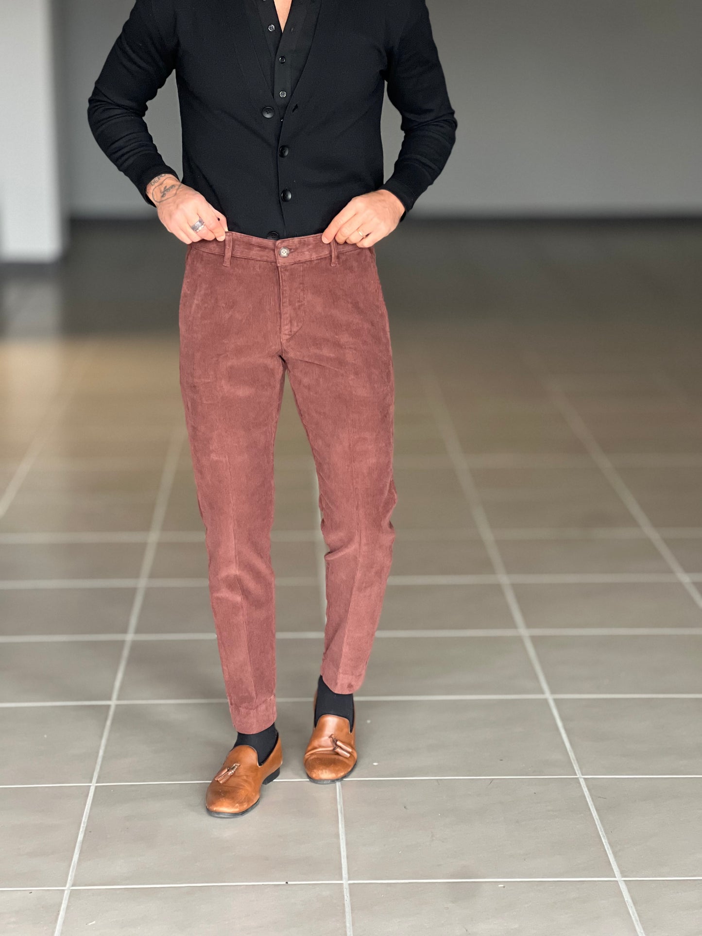 PANTALONE VELLUTO BRUCIATO GAMBA DRITTA