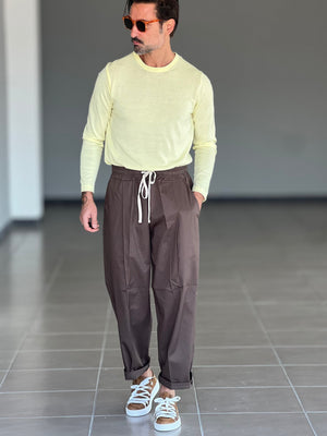 WHITE VISCOSE TROUSERS WITH REGULAR BOTTOM