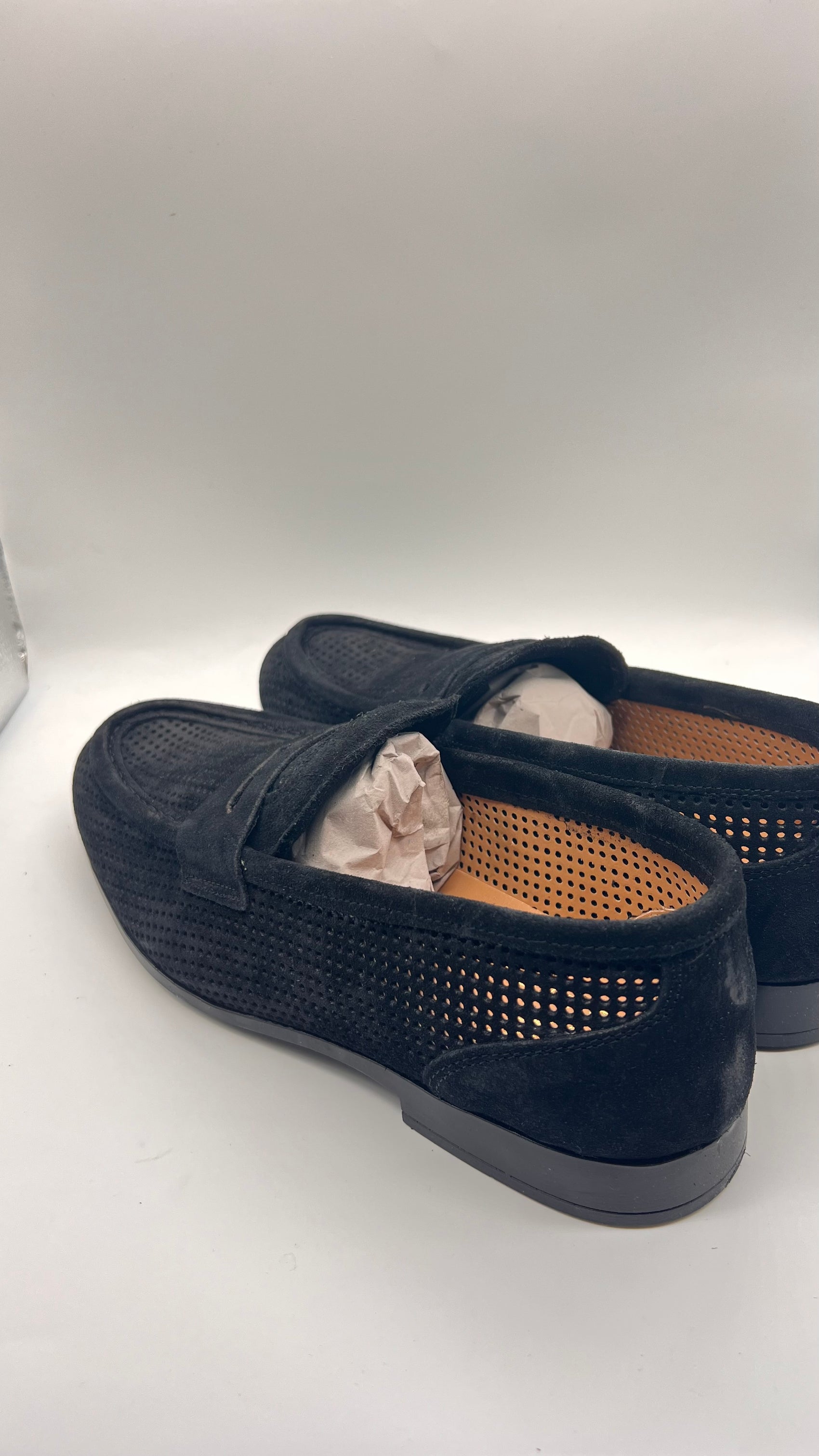 DOUBLE BUCKLE BLACK SUEDE LOAFERS