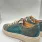 LEATHER AND SUEDE SNEAKERS WITH YELLOW CAP