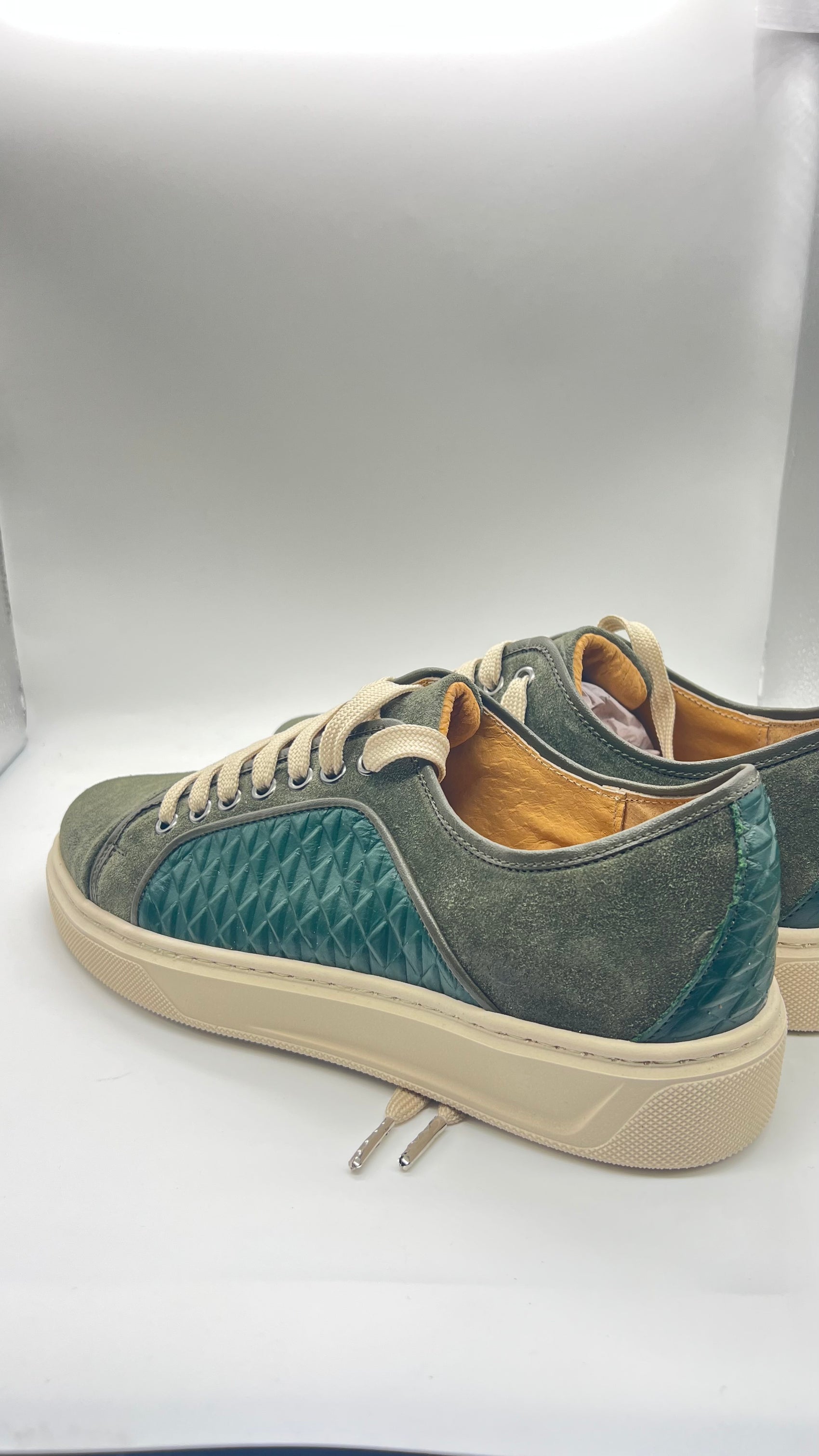 SNEAKER VERDE PELLE E CAMOSCIO