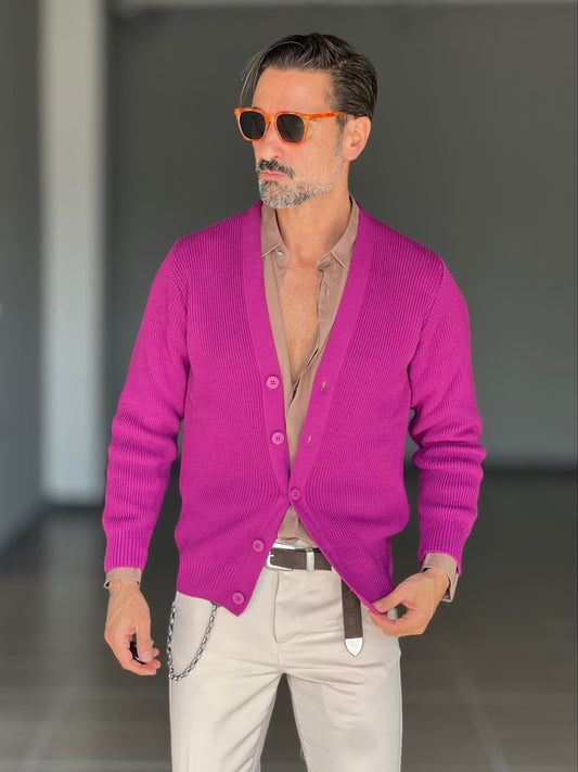 CARDIGAN LILLA  MAGLIA INGLESE