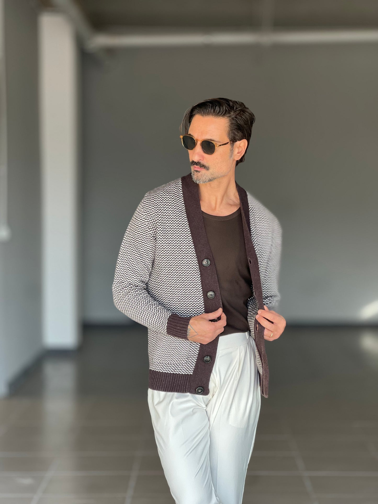 CARDIGAN  MORO  MISTO LANA EFFETTO  BOTTONATO