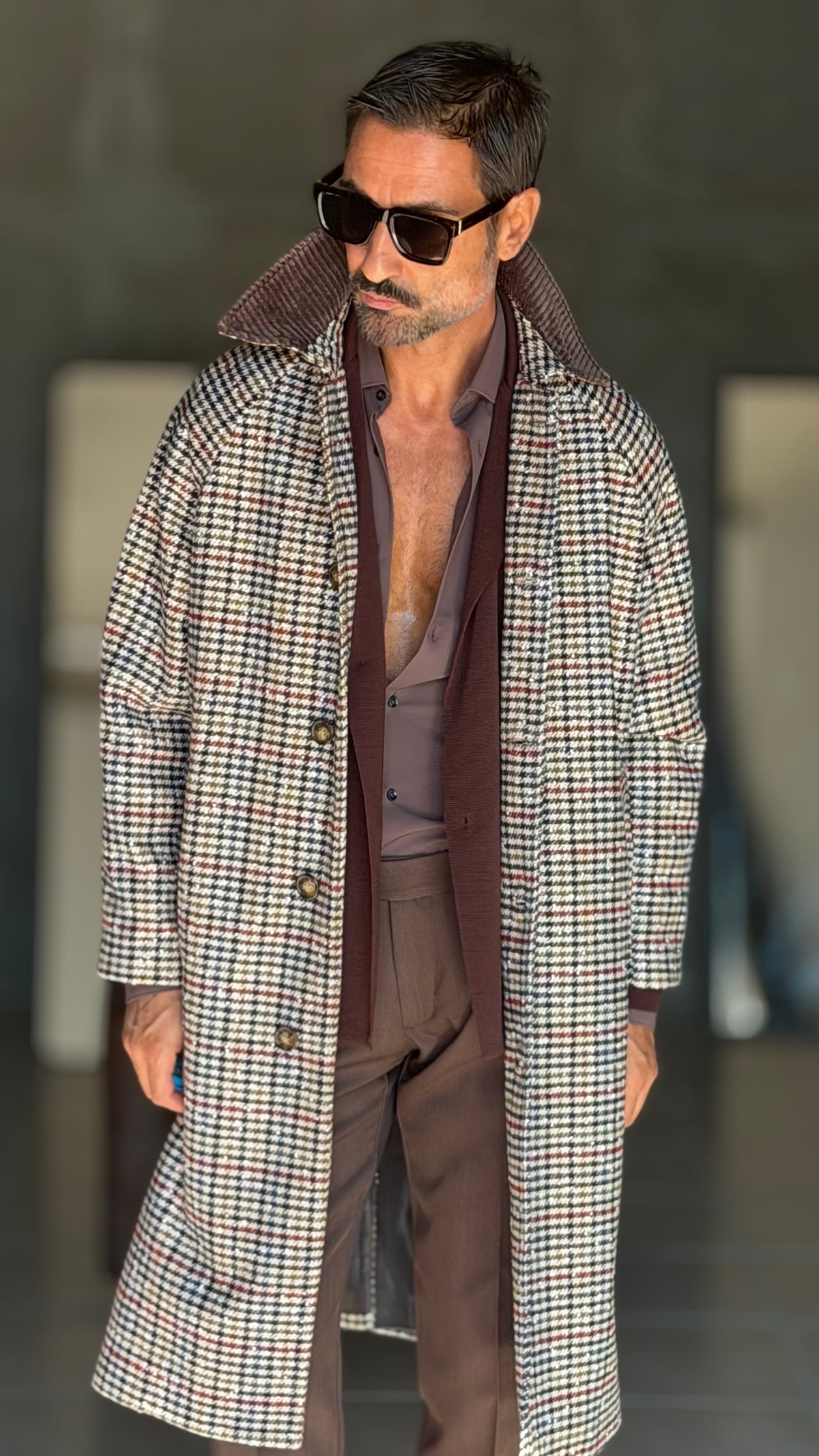 CAPPOTTO TRENCH BL11 PIE DE POULE OVERSIZE