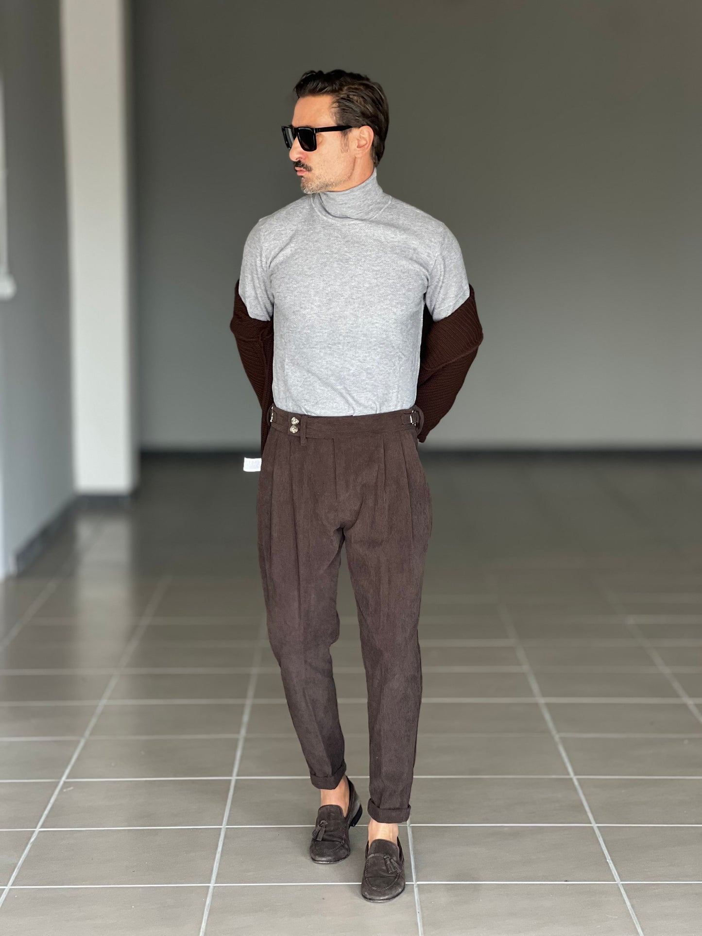 BLACK CHAIN ​​VISCOSE TROUSERS