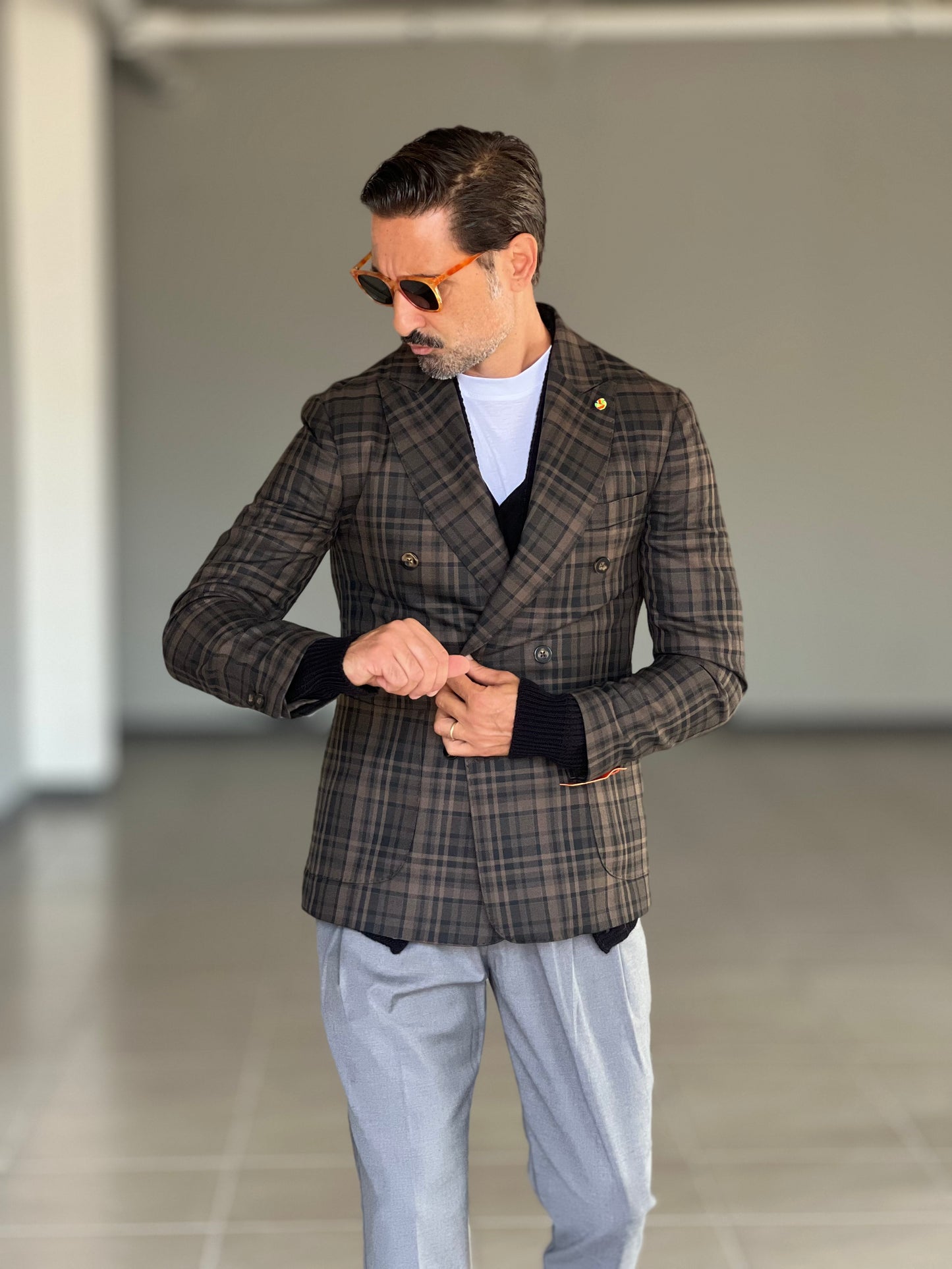 GIACCA DOPPIPPETTO MORO E NERO TARTAN