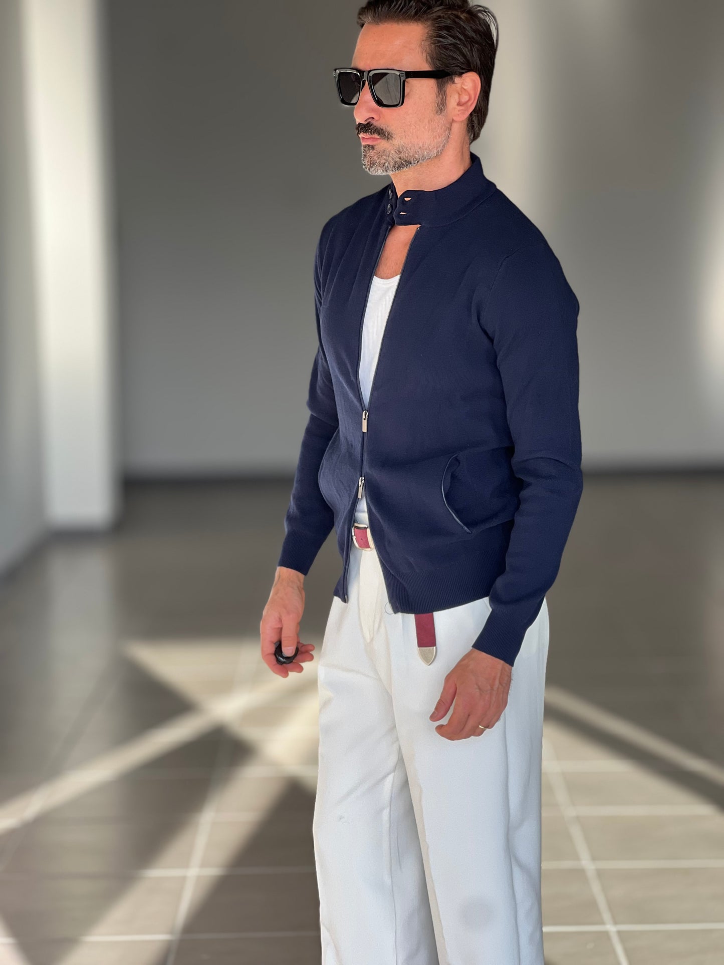 BEIGE COTTON OPEN CARDIGAN