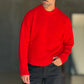 PULLOVER ROSSO CROP MISTO LANA EFFETTO SHETTLAND