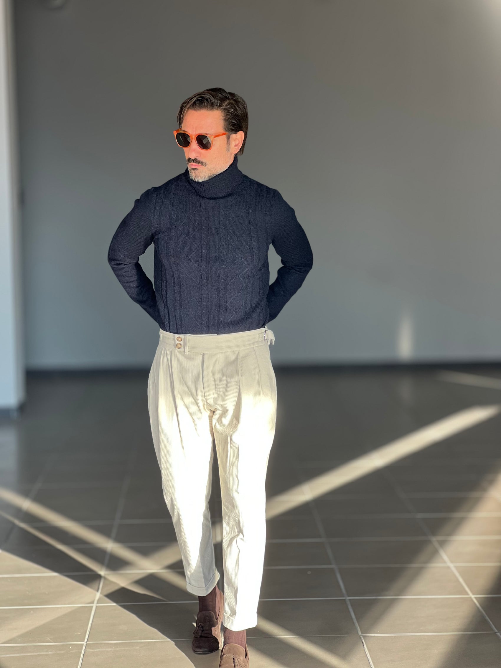 COLLO ALTO TRECCIA BLU  VISCOSA TELAMIRA