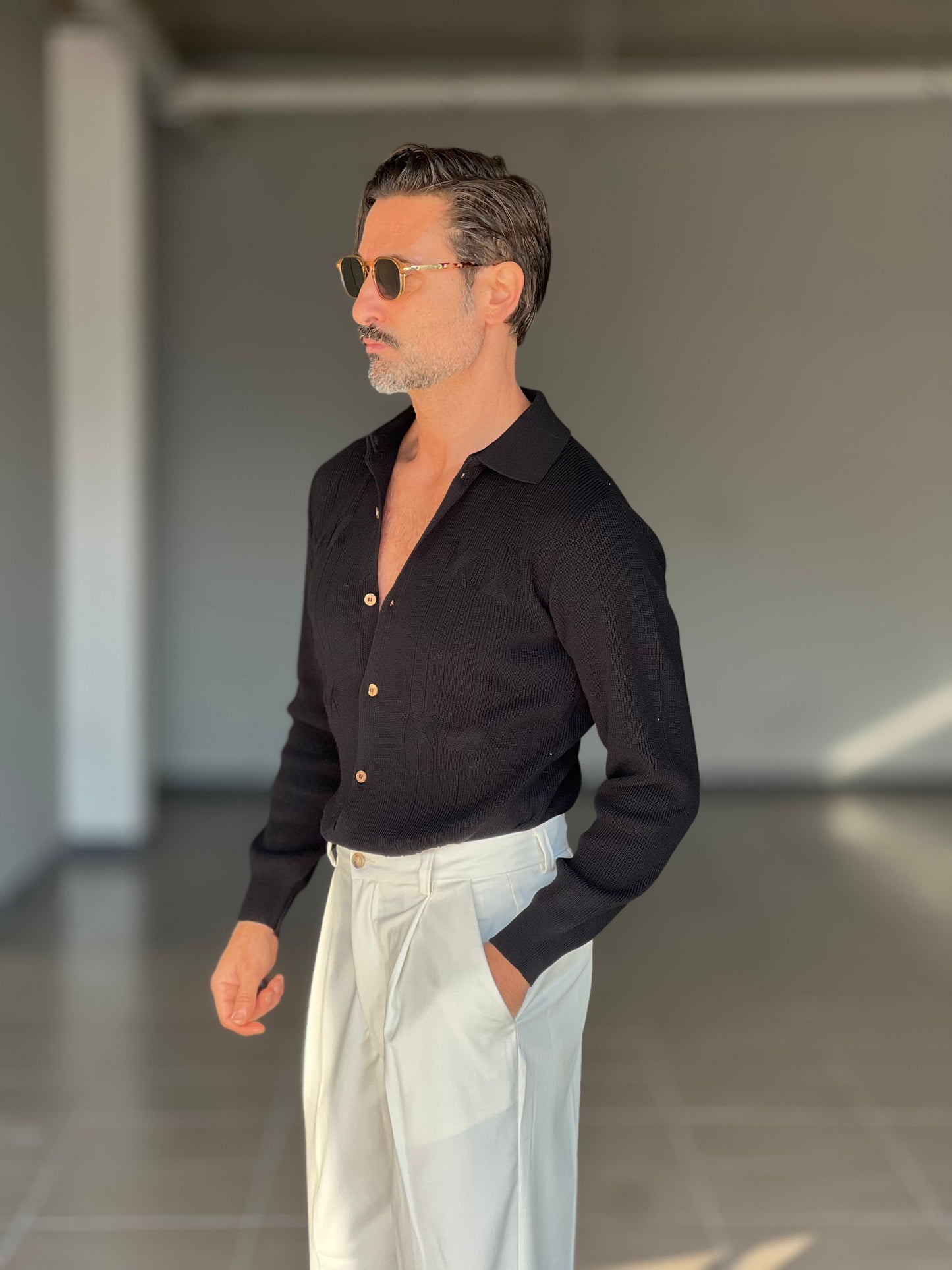 POLO CAMICIA NERA OPERATA