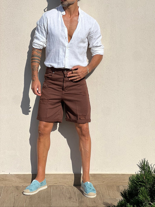 BERMUDA DENIM MORO  ROTTURE
