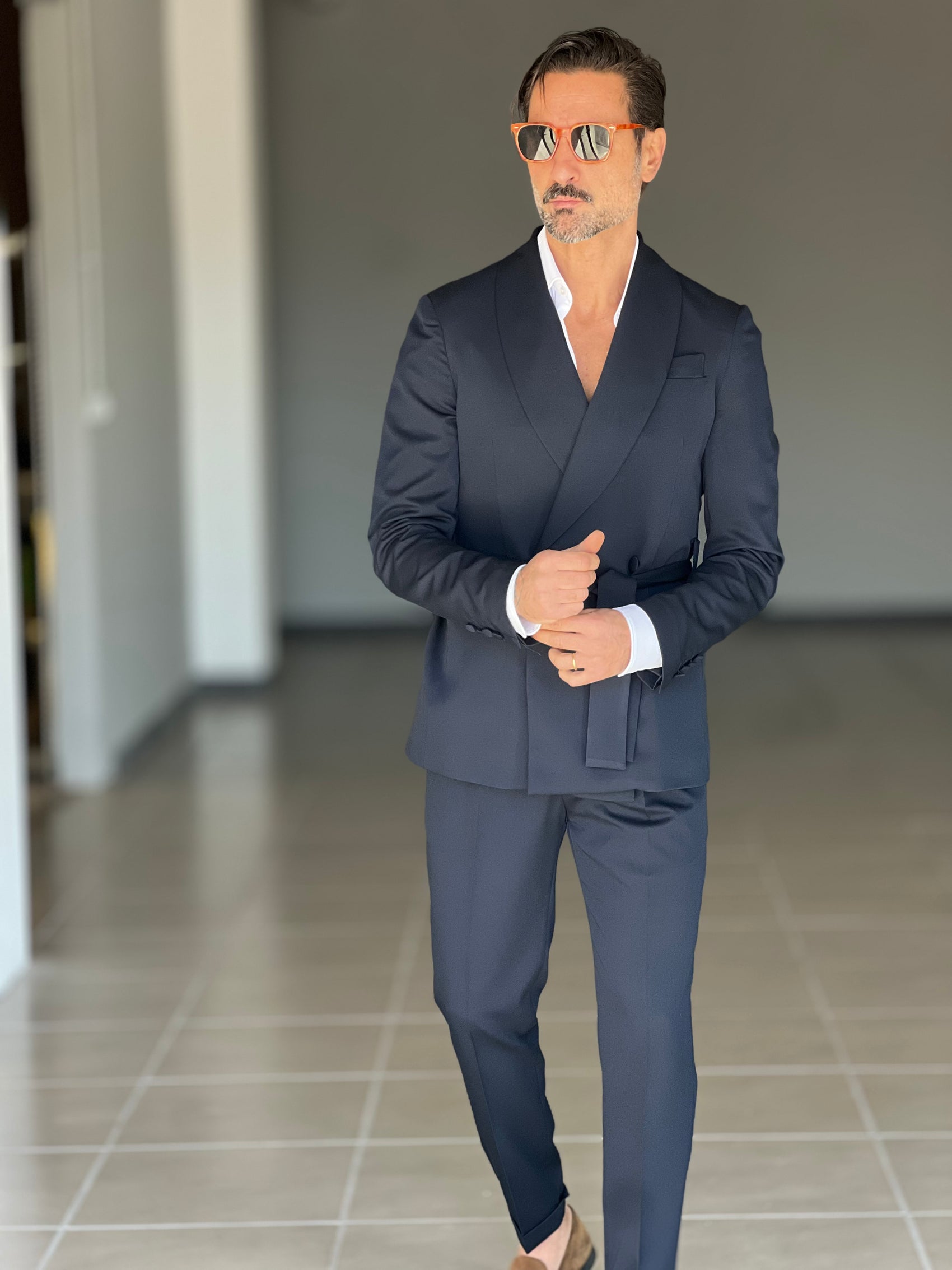 ABITO BLU DOPPIOPETTO VISCOSA CINTURA IN VITA 004