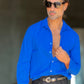 CAMICIA  BLU ROYAL COTONE EFFETTO LINO 279