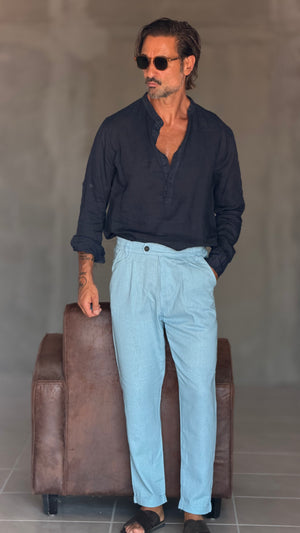WHITE VISCOSE TROUSERS WITH REGULAR BOTTOM