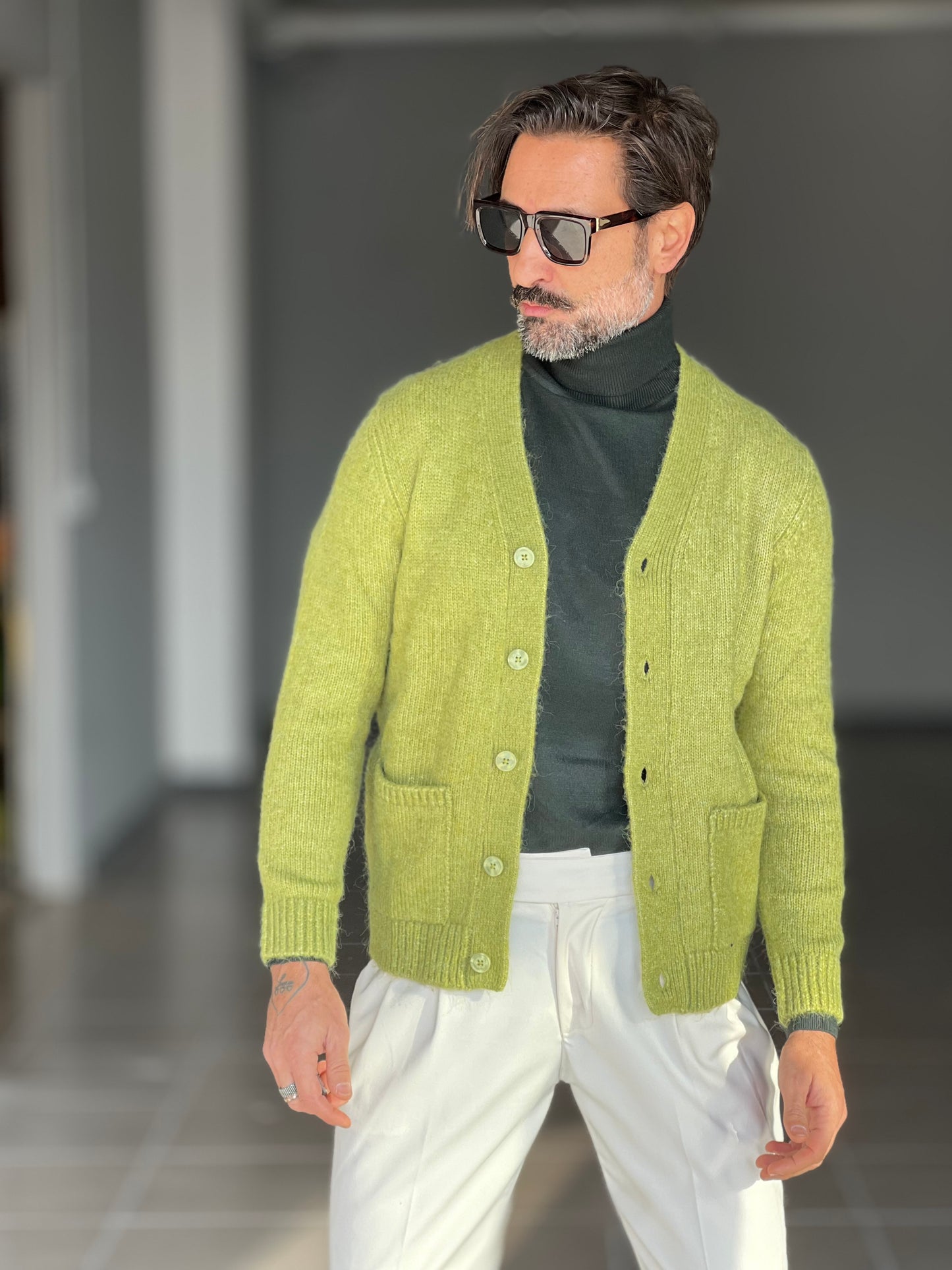 BEIGE COTTON OPEN CARDIGAN