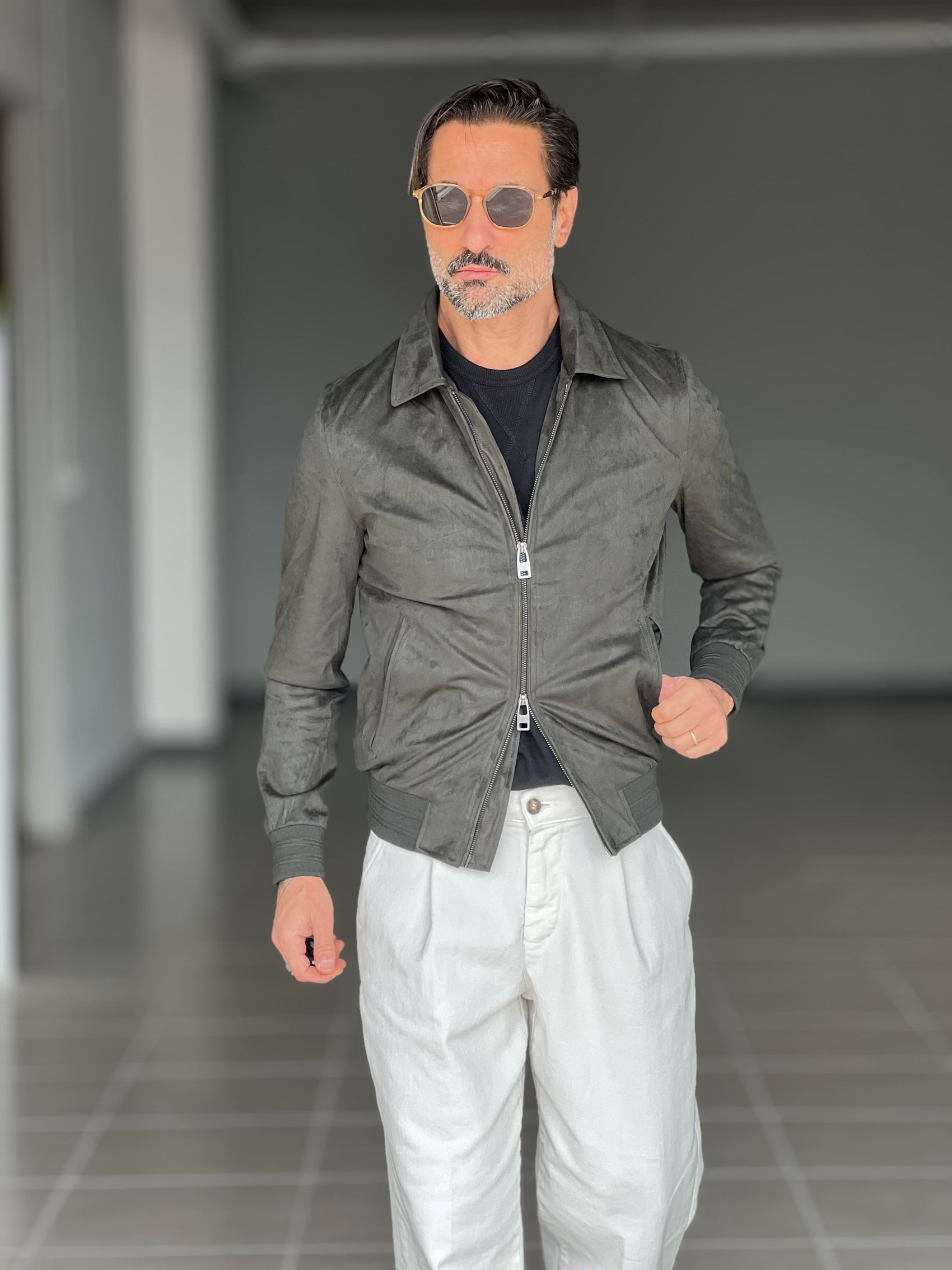 ECO-LEATHER BIKER WITH BLACK ON BLACK STUD