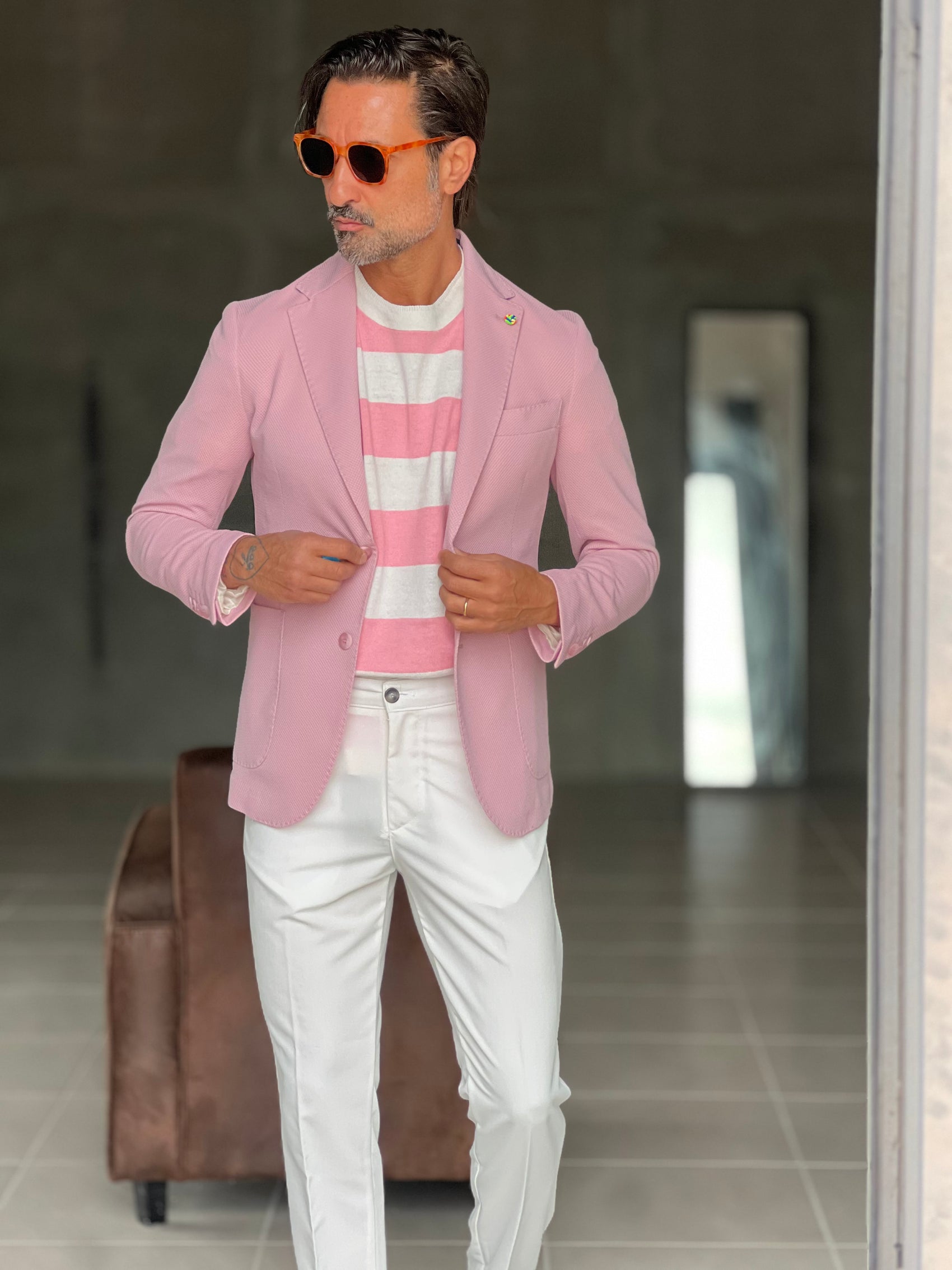 GIACCA ROSA TESSUTO OPERATO 00305