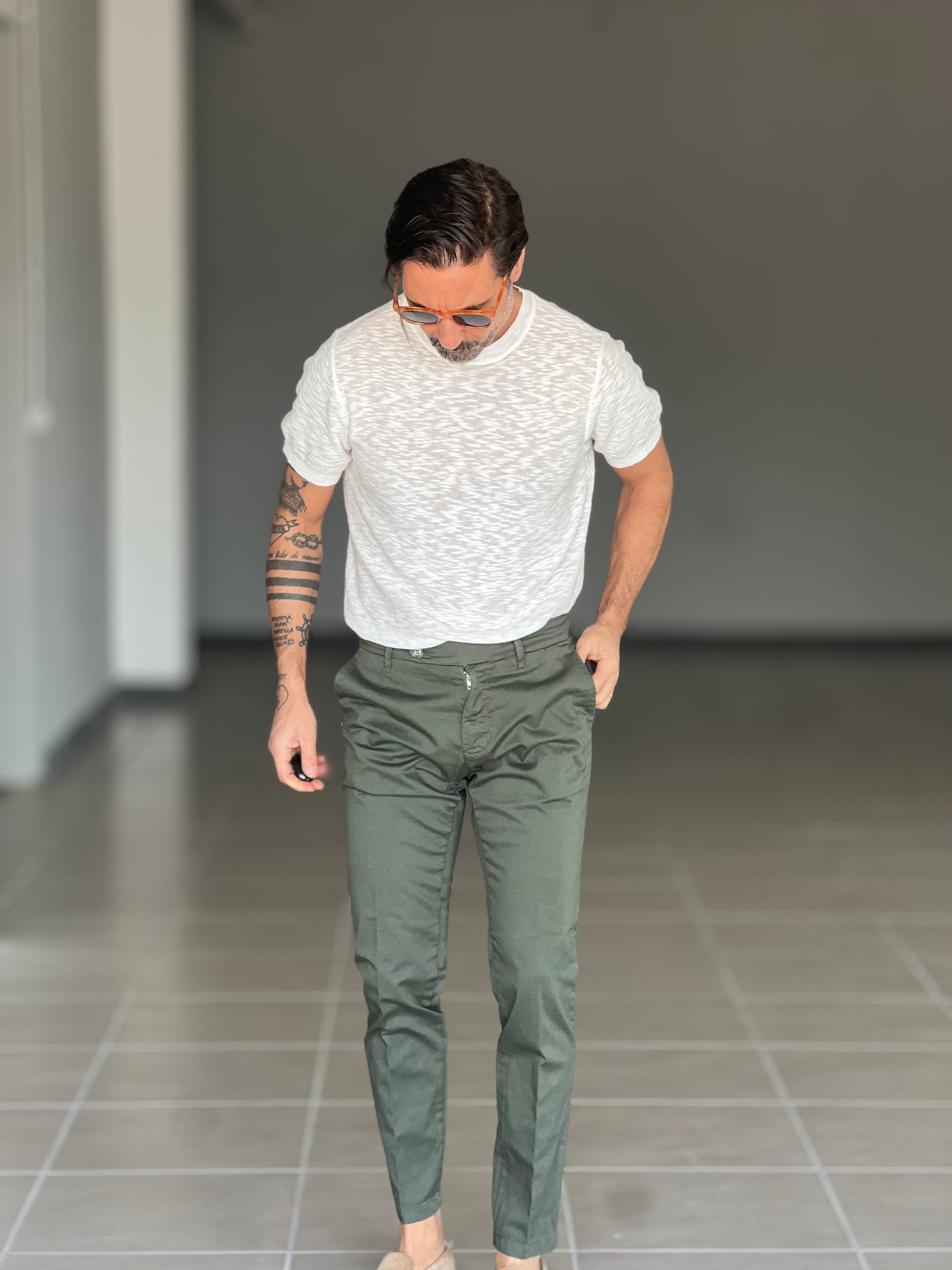 BLACK CHAIN ​​VISCOSE TROUSERS