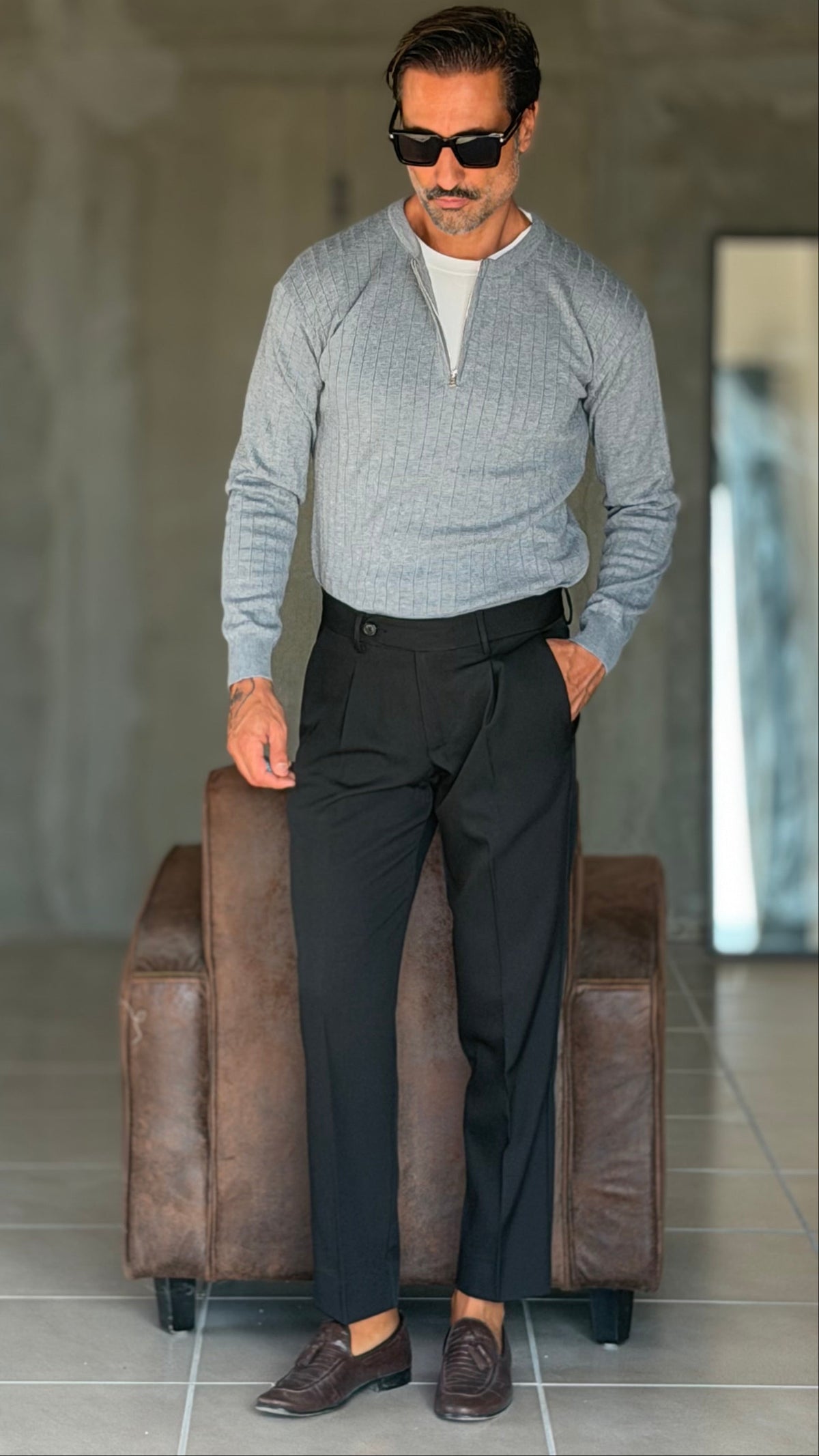 PANTALONE  NERO  DOPPIAPINCES VISCOSA E MISTI