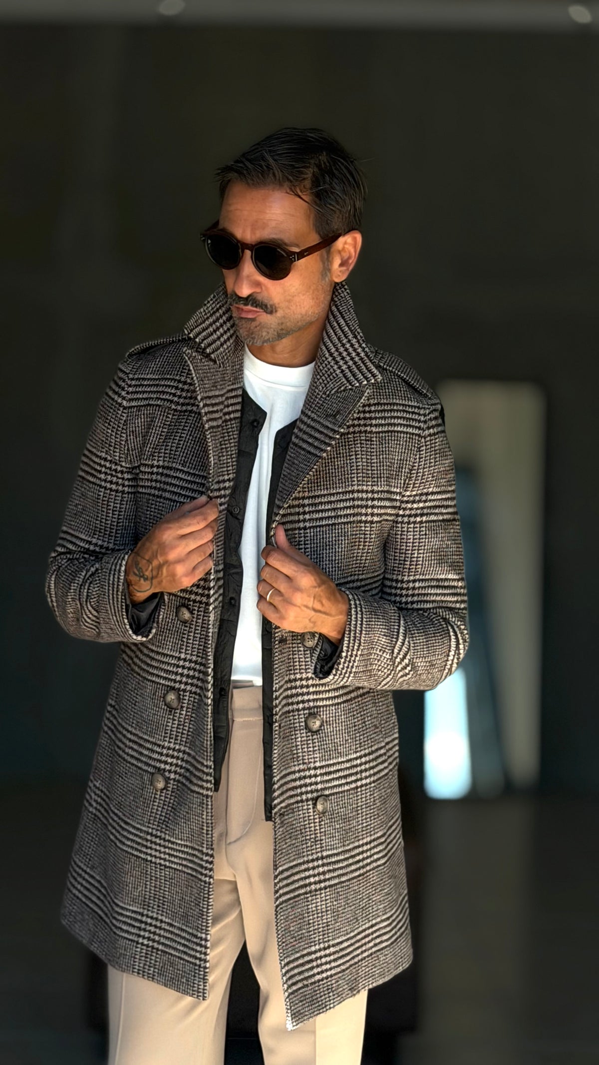 CAPPOTTO  DOPPIPETTO NERO GALLES PAOUL MIRANDA LANA E MISTI