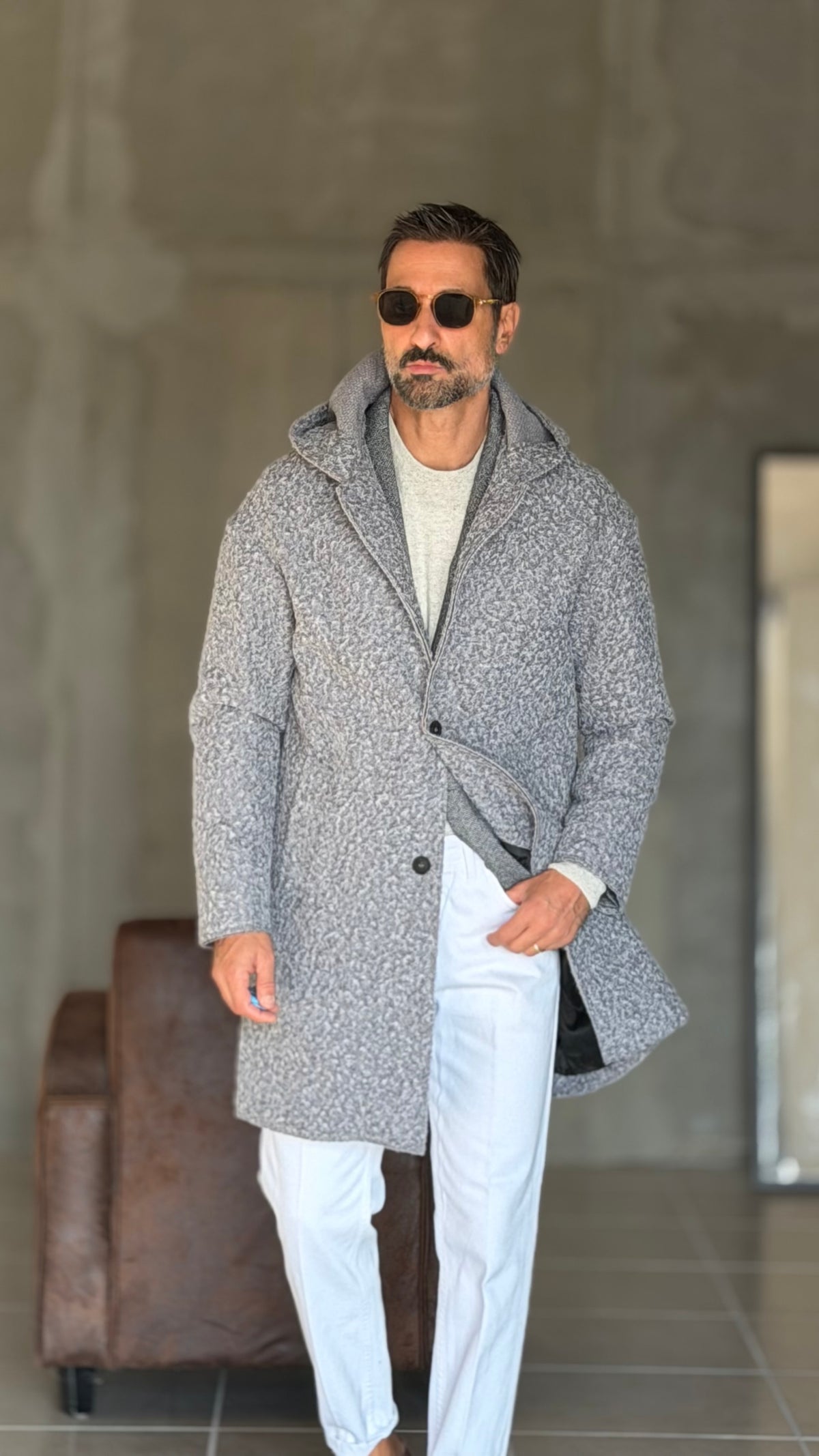 BLUE HIGH NECK COAT