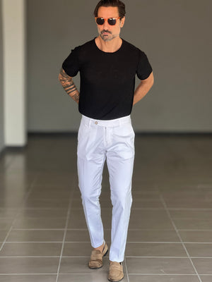 PANTALONE BIANCO  GABARDINE DI COTONE CAPRI 0046