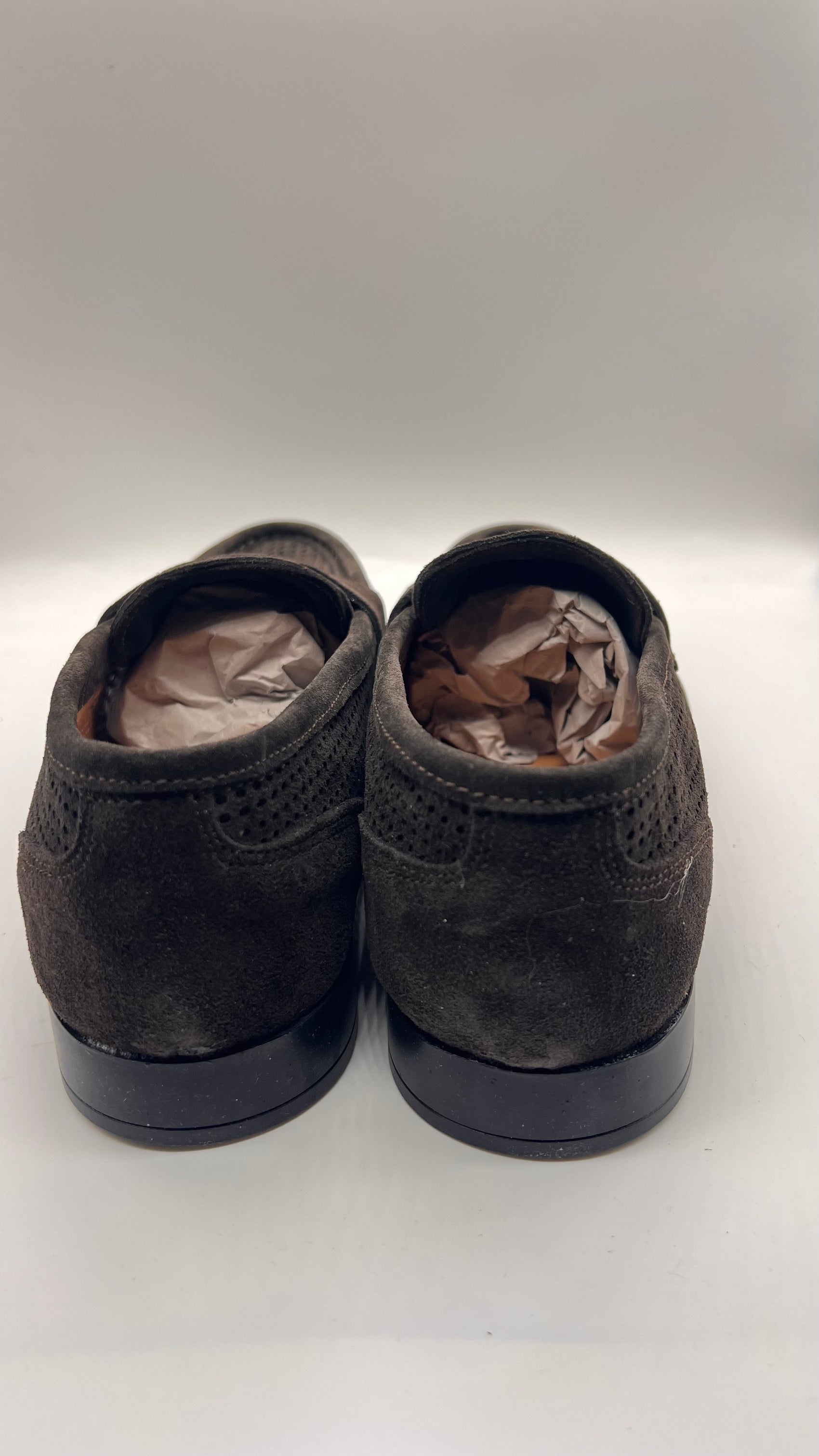 DOUBLE BUCKLE BLACK SUEDE LOAFERS