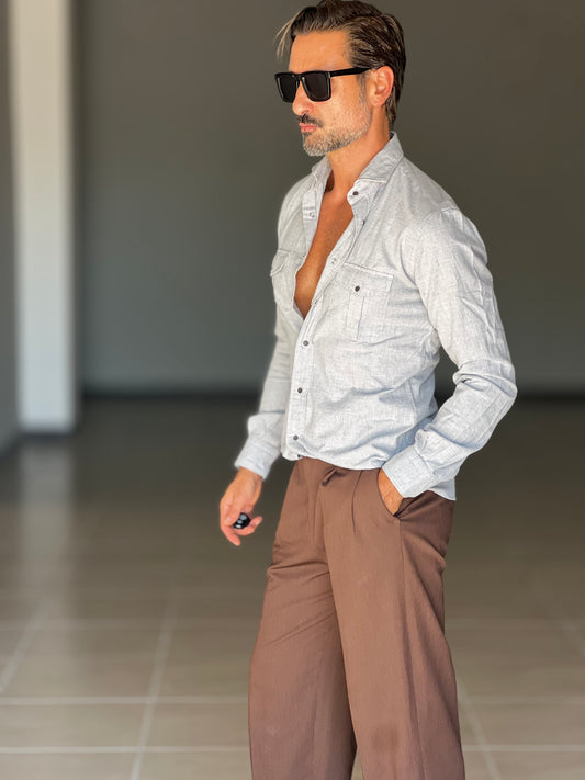 CAMICIA  DEPOT TEXANA MICROFANTASIA GRIGIA