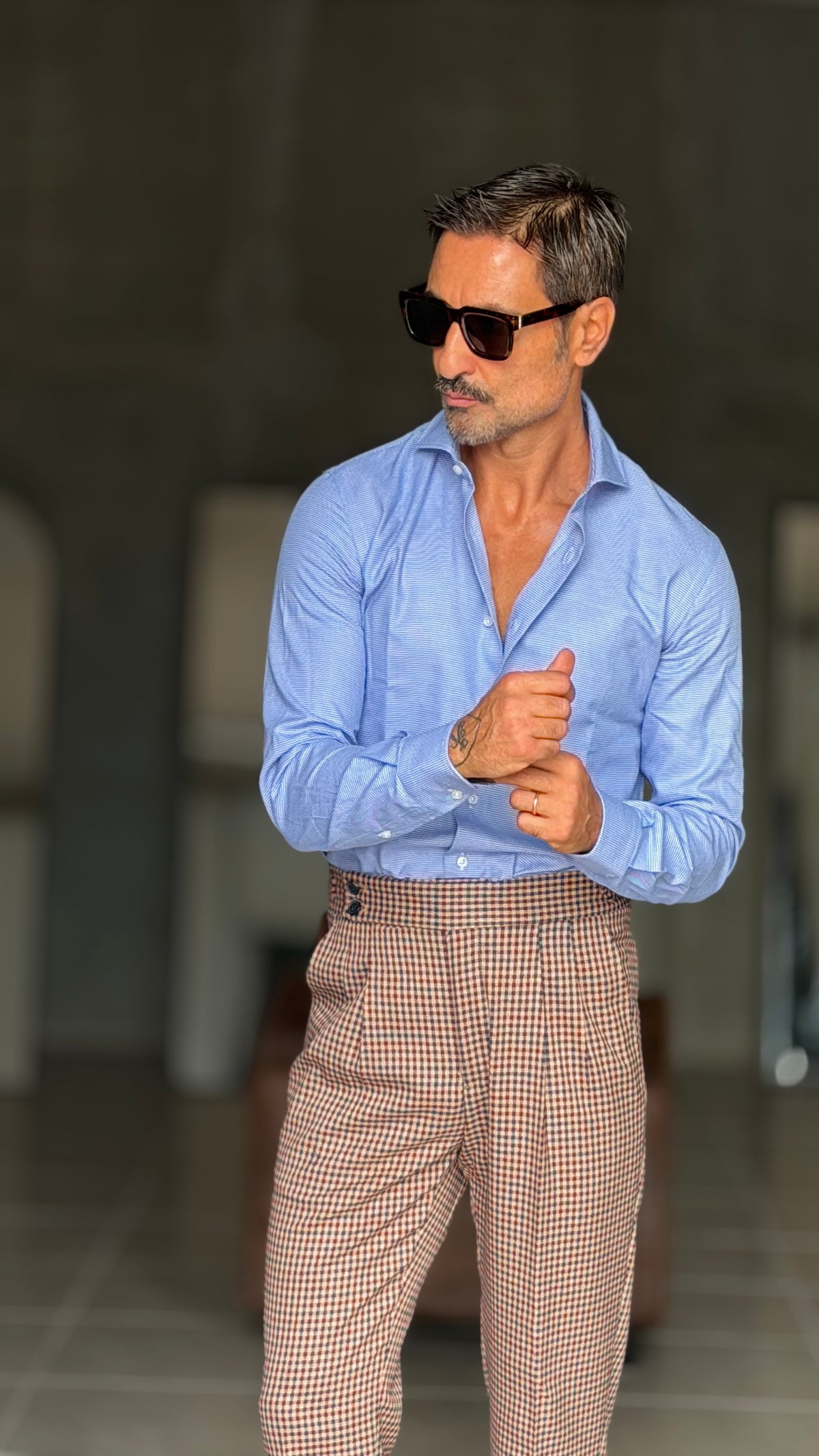 CAMICIA DEPOT CELESTE MICROFANTASIA DOPPIORITORTO 336