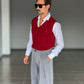 GILET  MAGLIA ROSSO   TRECCIA INGLESE