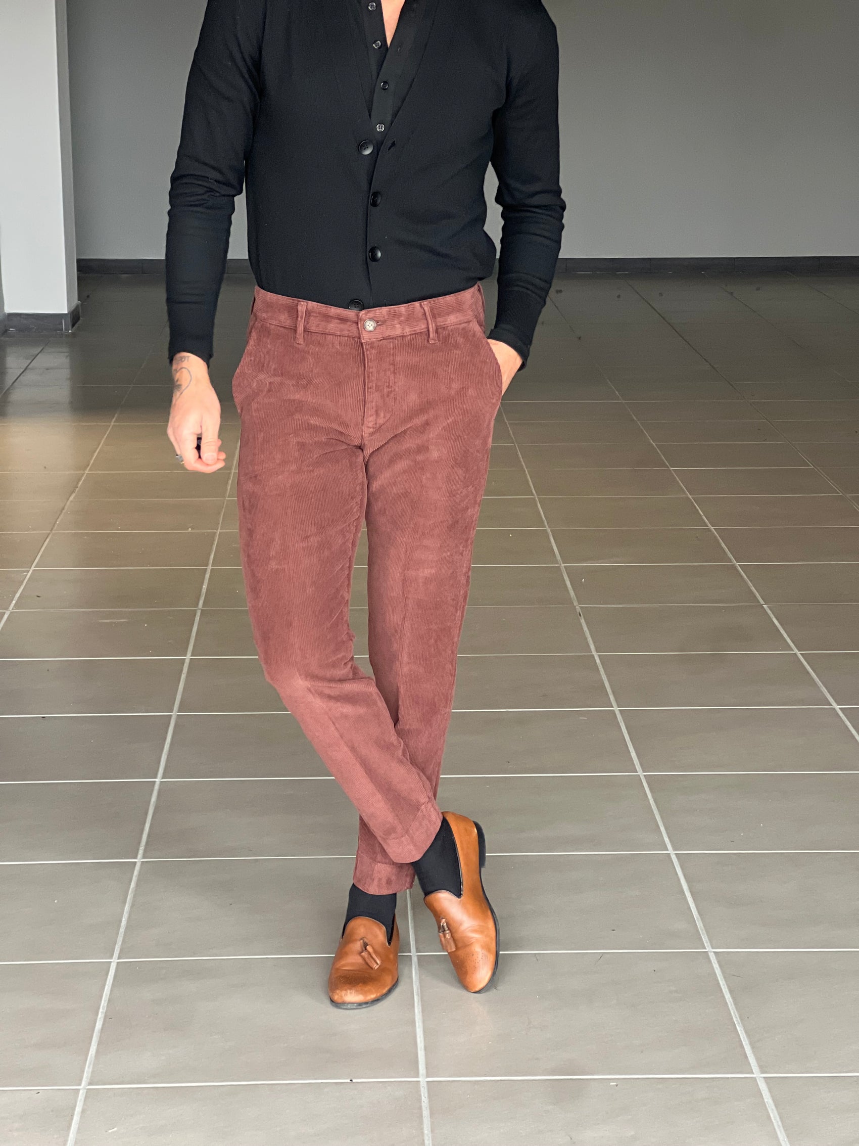 PANTALONE VELLUTO BRUCIATO GAMBA DRITTA