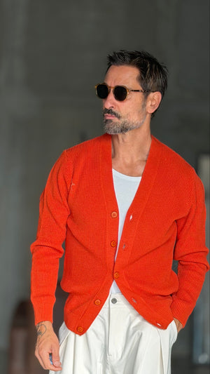 CARDIGAN ARANCIO MAGLIA INGLESE