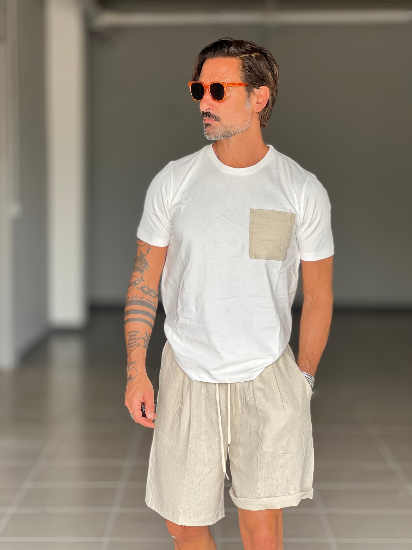 BERMUDA BEIGE  MISTO LINO